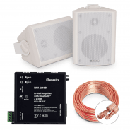Adastra Bluetooth Music System + 2-Way Stereo Wall Speakers, White (Pair) 