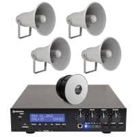 Adastra Outdoor PA System with Bluetooth & FM Radio - 4x 15W Horn Speakers