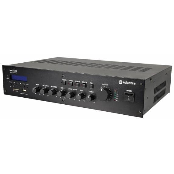 Adastra RM360D 360W 4-Zone 100V Line Mixer Amplifier with Bluetooth & DAB