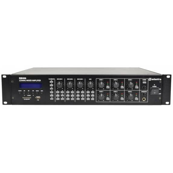 Adastra RM406 6-Zone 100V Line Mixer Amplifier with Bluetooth
