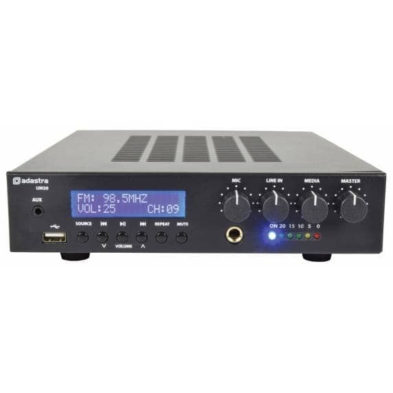 Adastra UM30 Compact 30W 100V Mixer Amplifier with BT/FM/USB
