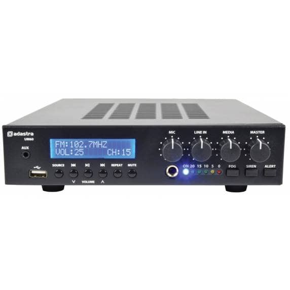 Adastra UM60 Compact 60W 100V Mixer Amplifier with BT/FM/USB