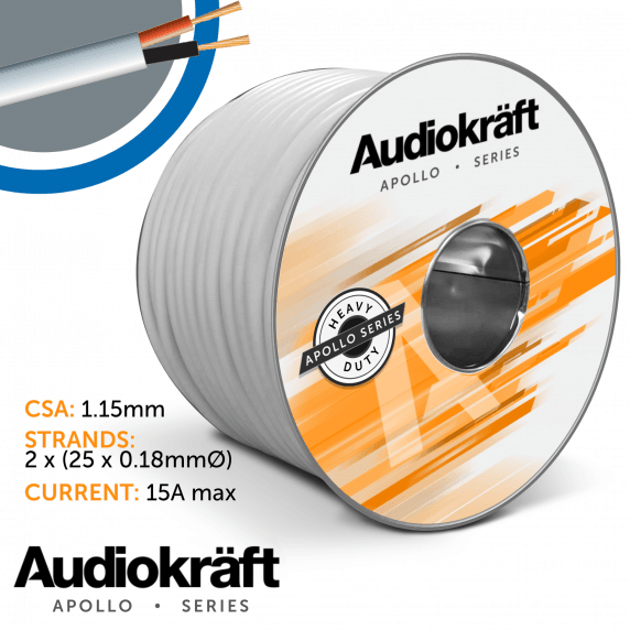 AudioKraft Apollo Series | High-Performance Outdoor Speaker Cable (White) - Per Metre