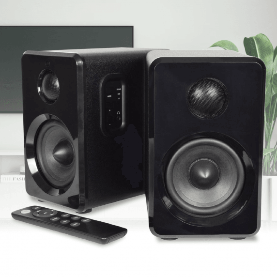 AV:Link Active Stereo Bookshelf Speakers with Bluetooth (Black)