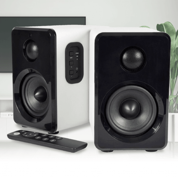 AV:Link Active Stereo Bookshelf Speakers with Bluetooth (White)