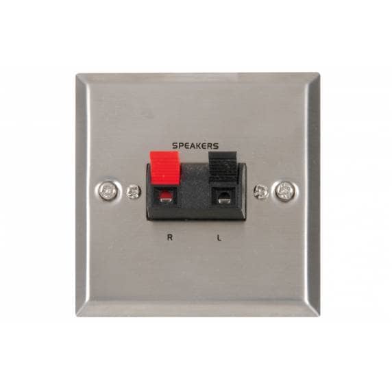 MSG 4.0 Speaker AV Wall Face Plate – Stainless Steel Raised, Non-Solder, Banana Female