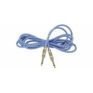 Chord Classic Retro Braided Guitar Lead – 6.3mm Mono Jack Plug (3m – Blue/White)