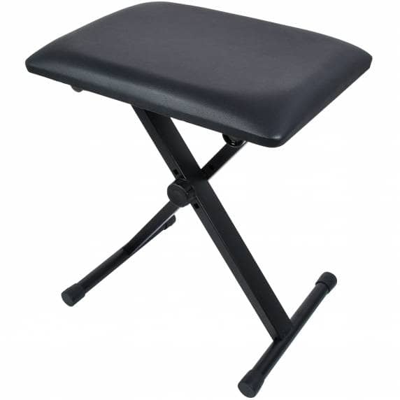 Chord PBENB Basic Piano Bench — Black, Foldable X-Frame