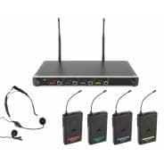 Chord Quad UHF Wireless Microphone System | 4 x Neckband/Tie Clip