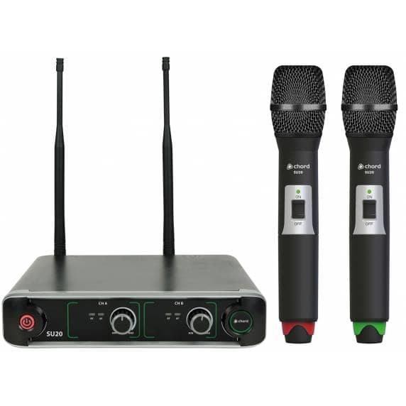 Chord SU20 Dual UHF Handheld Wireless Microphone Set (863.42+864.3MHz)