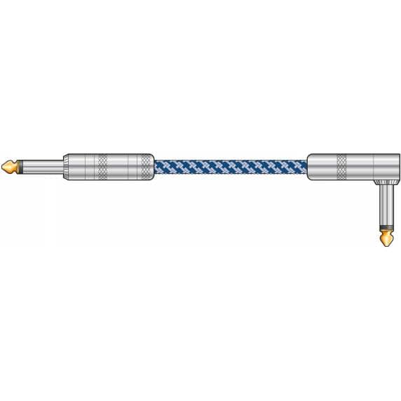 Citronic 3m Classic Retro Nylon-Braided Angled Guitar Lead - BLUE/WHITE