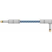 Citronic 3m Classic Retro Nylon-Braided Angled Guitar Lead - BLUE/WHITE