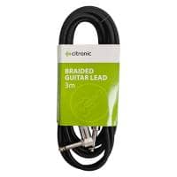 Citronic Braided 6.3mm Right Angled Mono Jack to Jack Cable, 3m - Black