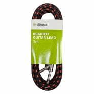 Citronic Braided 6.3mm Right Angled Mono Jack to Jack Cable, 3m - Black/Red