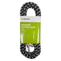 Citronic Braided 6.3mm Right Angled Mono Jack to Jack Cable, 3m - Black/White