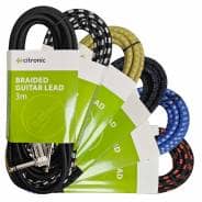 Citronic Braided 6.3mm Right Angled Mono Jack to Jack Cable, 3m - Blue/White