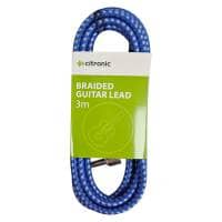Citronic Braided 6.3mm Right Angled Mono Jack to Jack Cable, 3m - Blue/White