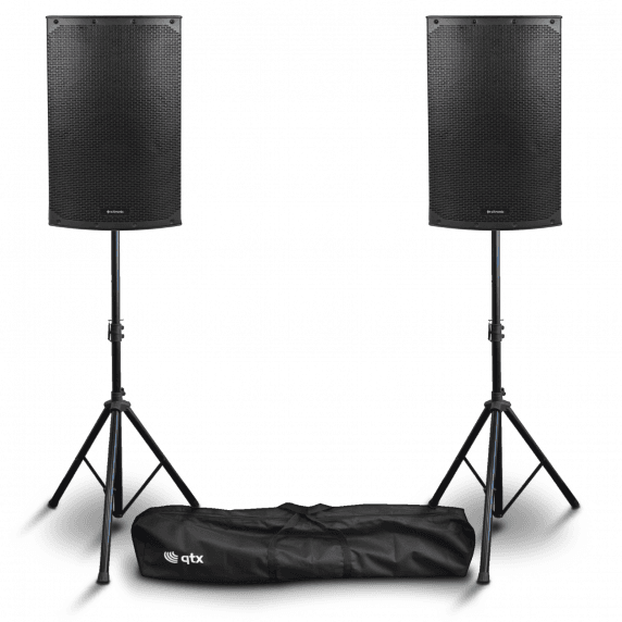 Citronic CAB-12L 12" Active PA Speaker Bundle with Stands
