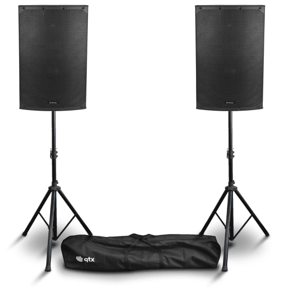 Citronic CAB-15L 15" Active PA Speakers Bundle with Stands