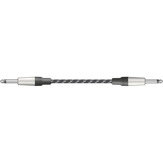 Citronic Classic Retro Braided Guitar Lead - 3m, Black and White