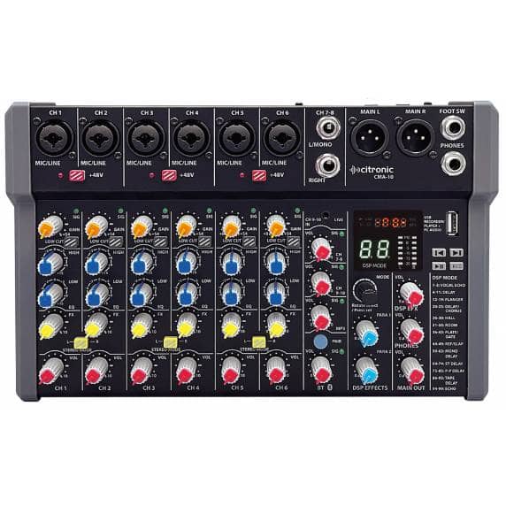 Citronic CMA-10 10-Channel Compact Mixer with Bluetooth, DSP & USB Record