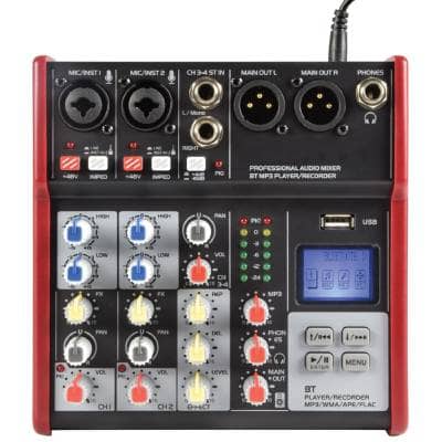 Mini Mixeur Q-PAD Compact Avec USB/Bluetooth/MP3 | 2 Canaux XLR/jack, Effets Delay, Alimentation Fantôme 48V