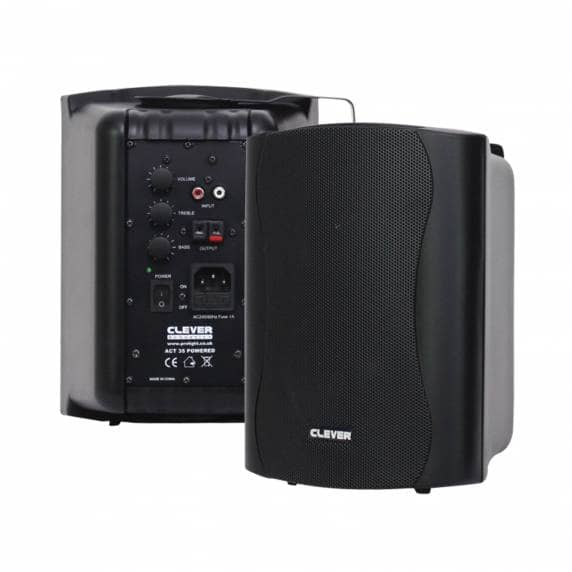 Clever Acoustics ACT 35 Stereo Active Wall Speakers, Black (Pair)