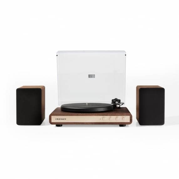 Crosley C65 Bluetooth Record Player with Bookshelf Speakers - Walnut