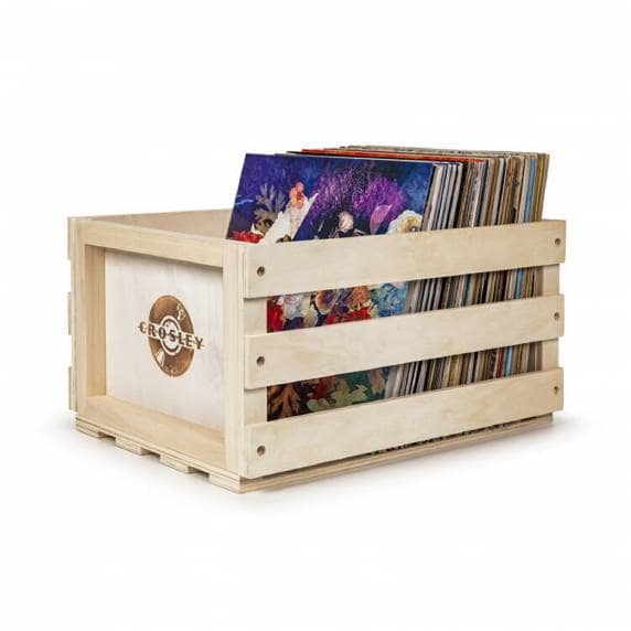 Crosley LP Record Storage Crate in Natural Wood