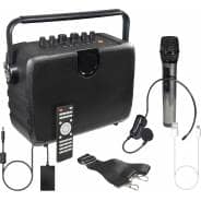E-Audio 100W Portable PA Speaker with Wireless Handheld & Headset Microphones