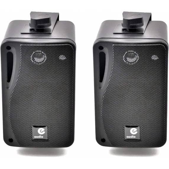 e-audio 3" 3-Way Background Music Speakers With Brackets 80W 4 Ohm (Black)