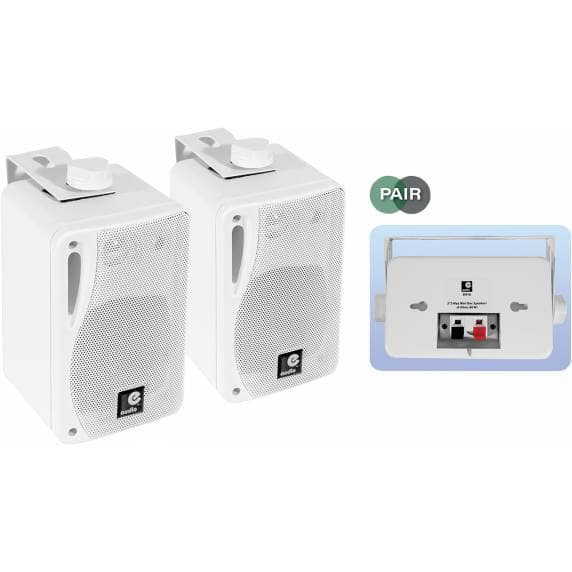 e-audio 3" 3-Way Background Music Speakers With Brackets 80W 4 Ohm (White)