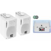 e-audio 3" 3-Way Background Music Speakers With Brackets 80W 4 Ohm (White)