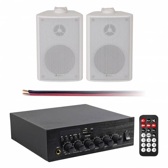 Eagle 2 x 30W Compact Bluetooth Amplifier Kit with 2 x 3" Stereo Speakers (White)