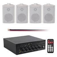 Eagle 2 x 30W Compact Bluetooth Amplifier Kit with 4 x 3" Stereo Speakers (White)