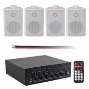 Eagle 2 x 30W Compact Bluetooth Amplifier Kit with 4 x 3" Stereo Speakers (White)