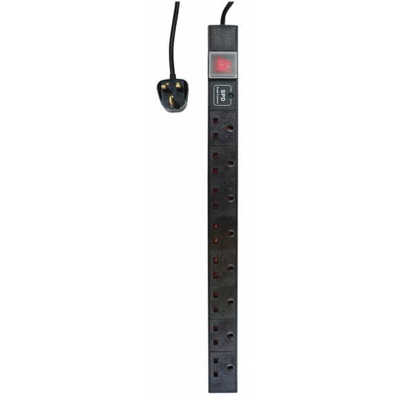 Eagle 8-Way UK Vertical Socket 19"" PDU with Surge Protection to UK Plug