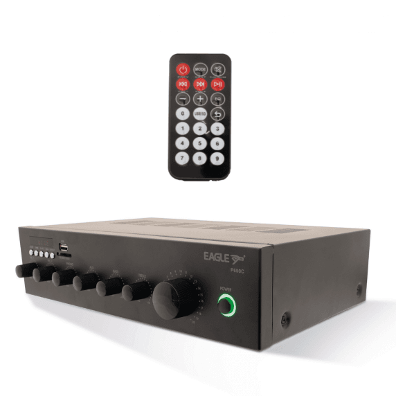 Eagle P650C 60W Mixer Amp with BT, USB & FM - 100V Line / 8 Ohms