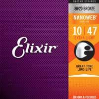 Elixir Strings Elixir 80/20 Bronze Acoustic Strings with NANOWEB Coating, Extra Light (.010-.047)