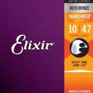 Elixir 80/20 Bronze Acoustic Strings with NANOWEB Coating, Extra Light (.010-.047)