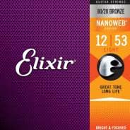 Elixir 80/20 Bronze Acoustic Strings with NANOWEB Coating, Light (.012-.053)