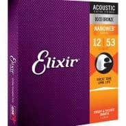 Elixir 80/20 Bronze Acoustic Strings with NANOWEB Coating, Light (.012-.053)