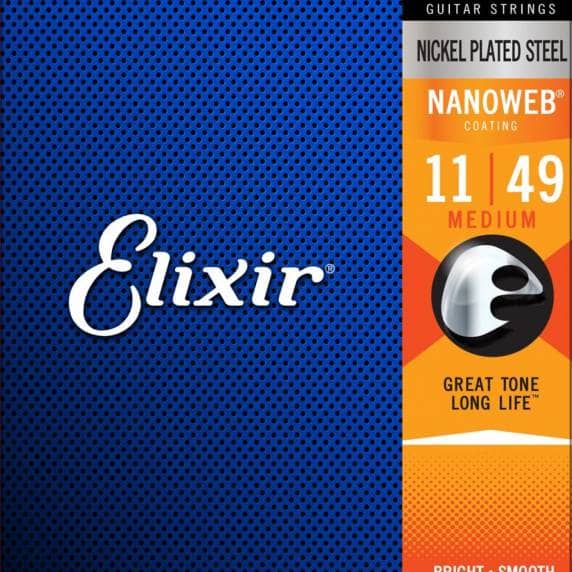Elixir Electric Guitar Strings with NANOWEB Coating, Medium (.011-.049)