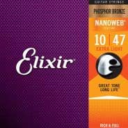 Elixir Phosphor Bronze Acoustic Strings with NANOWEB Coating, Extra Light (.010-.047)