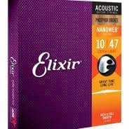Elixir Phosphor Bronze Acoustic Strings with NANOWEB Coating, Extra Light (.010-.047)