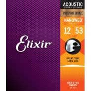 Elixir Phosphor Bronze Acoustic Strings with NANOWEB Coating, Light (.012-.053)