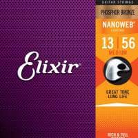Elixir Strings Elixir Phosphor Bronze Acoustic Strings with NANOWEB Coating, Medium (.013-.056)