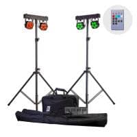 Equinox Gigabar Compact Duo Bar System - Twin LED T-Bar With Stands, Bags & Foot Control
