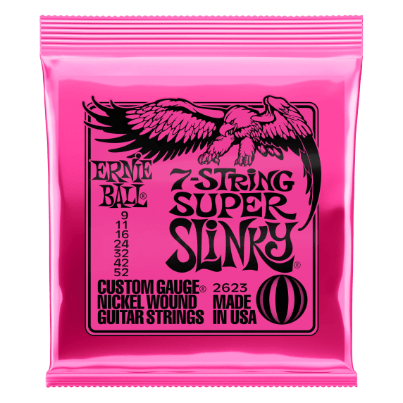 Ernie Ball 7-String Super Slinky Nickel Electric Guitar Strings (9-52 Gauge)
