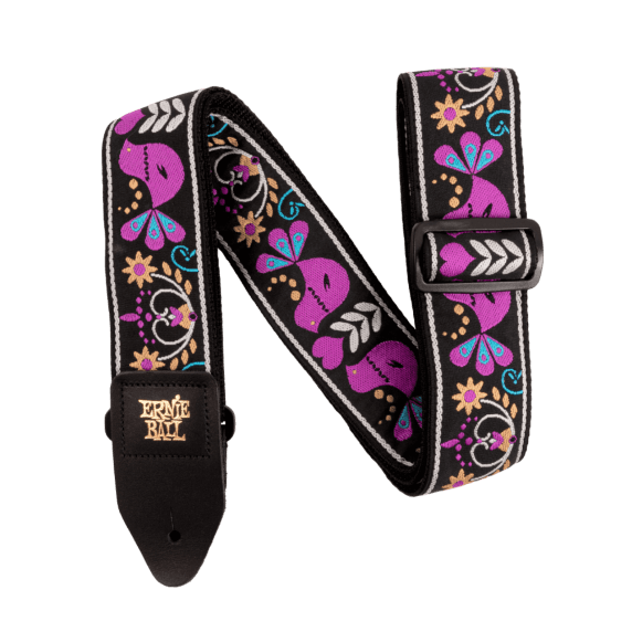 Ernie Ball Classic Jacquard Electric and Bass Guitar Strap - Purple Bird Lupin